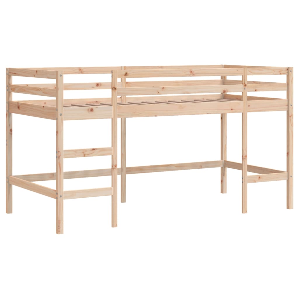 Kids' Loft Bed with Curtains without Mattress Blue 90x200cm