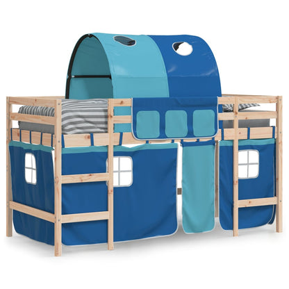 Kids' Loft Bed with Tunnel without Mattress Blue 80x200cm