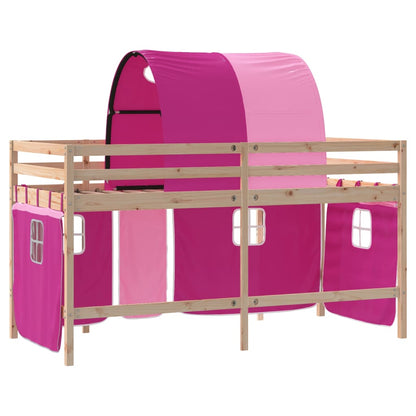 Kids' Loft Bed with Tunnel without Mattress Pink 80x200cm