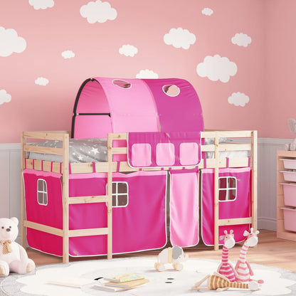 Kids' Loft Bed with Tunnel without Mattress Pink 80x200cm