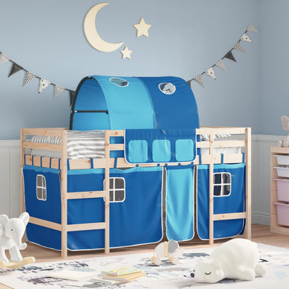 Kids' Loft Bed with Tunnel without Mattress Blue 90x200cm