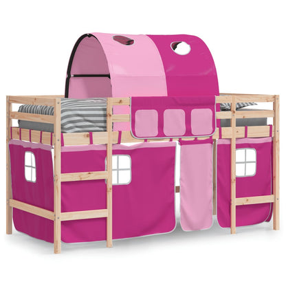 Kids' Loft Bed with Tunnel without Mattress Pink 90x200cm
