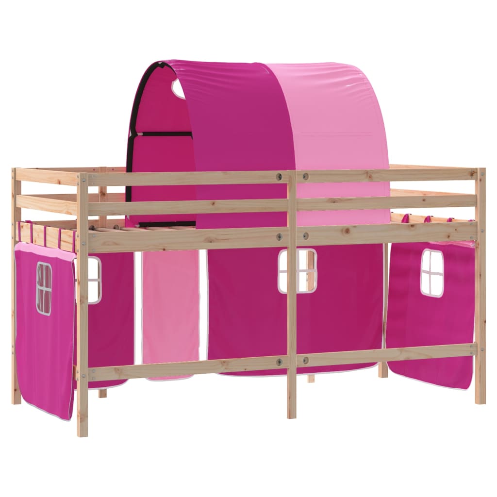 Kids' Loft Bed with Tunnel without Mattress Pink 90x200cm