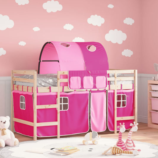 Kids' Loft Bed with Tunnel without Mattress Pink 90x200cm