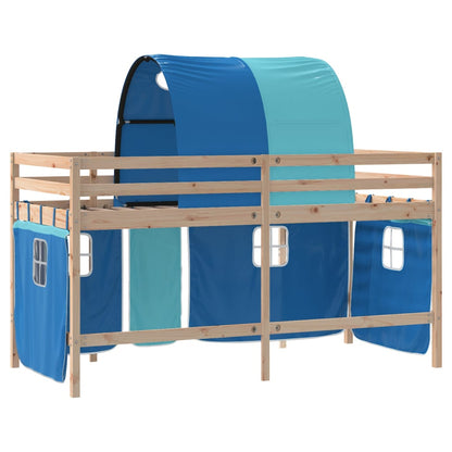 Kids' Loft Bed with Tunnel without Mattress Blue 90x190cm