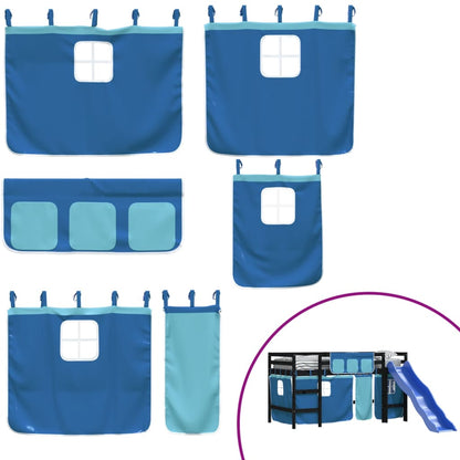 Kids' Loft Bed with Curtains without Mattress Blue 80x200 cm