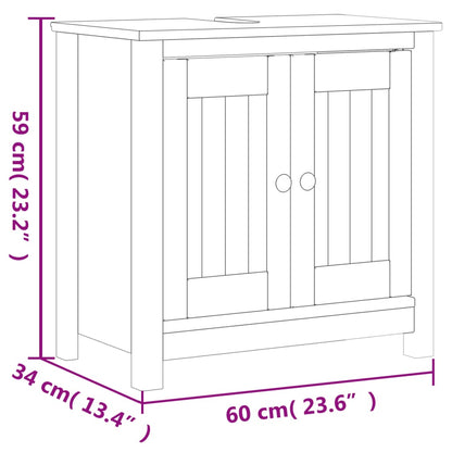 3 Piece Bathroom Furniture Set BERG White Solid Wood Pine