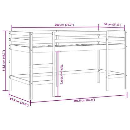 Kids' Loft Bed without Mattress with Ladder 80x200 cm