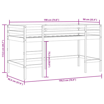 Kids' Loft Bed without Mattress with Ladder 90x190 cm Single