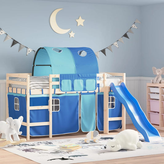 Curtains for Loft Bed with Tunnel Blue Polyester
