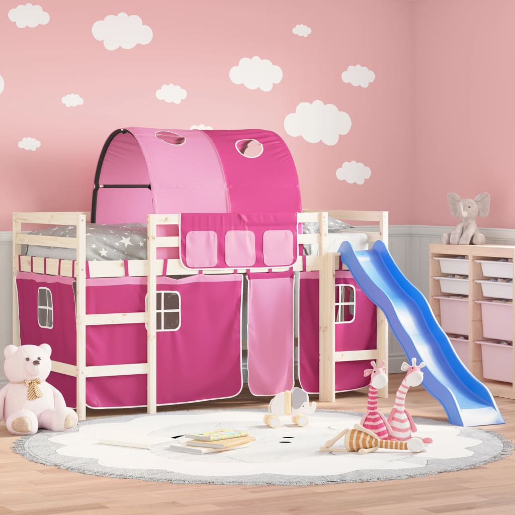 Curtains for Loft Bed with Tunnel Pink Polyester