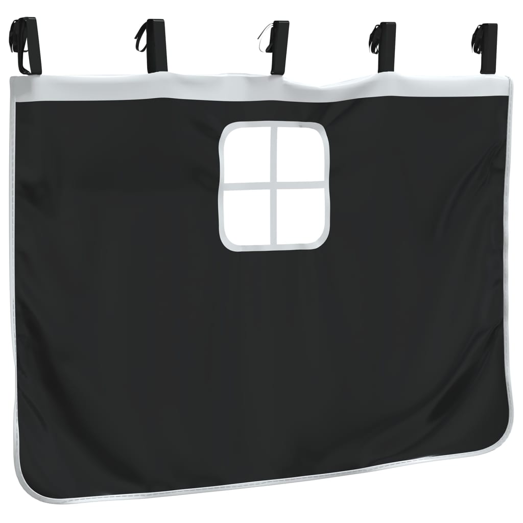 Curtains for Loft Bed with Tunnel and Tower White and Black