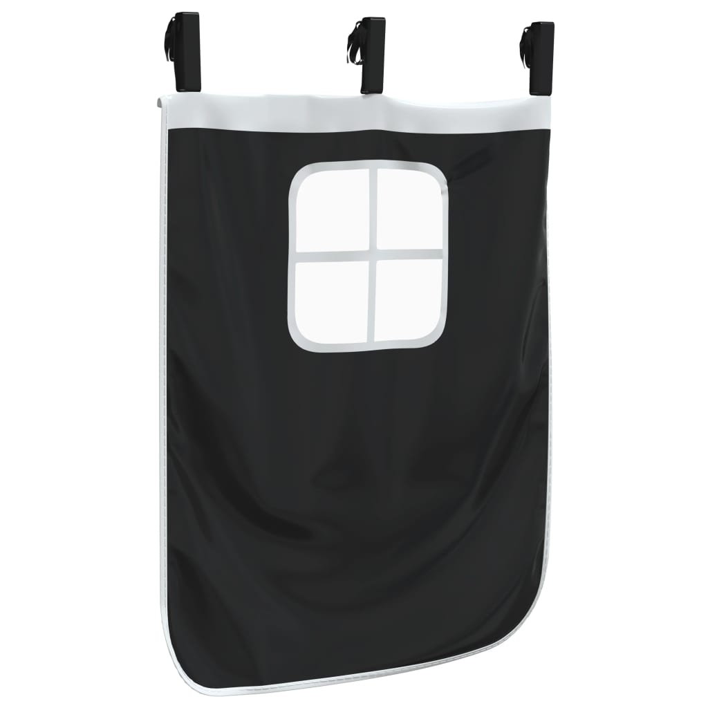 Curtains for Loft Bed with Tunnel and Tower White and Black