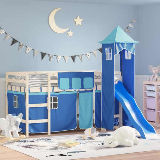Curtains for Loft Bed with Tower Blue Polyester