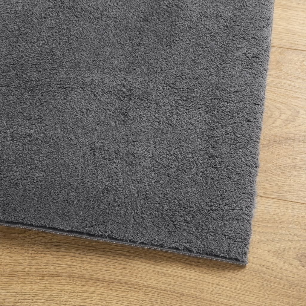 Rug HUARTE Short Pile Soft and Washable Anthracite 140x200 cm