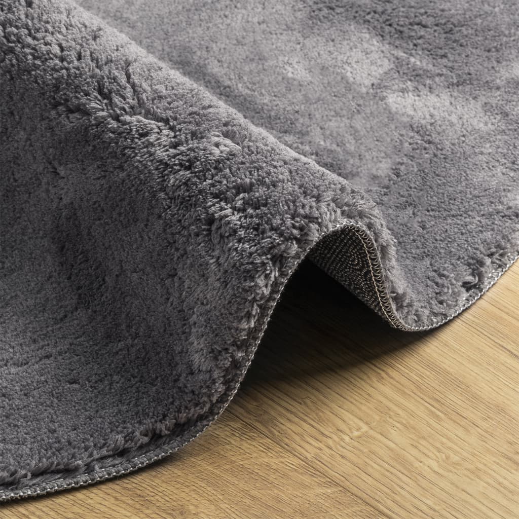 Rug HUARTE Short Pile Soft and Washable Anthracite Ø 100 cm
