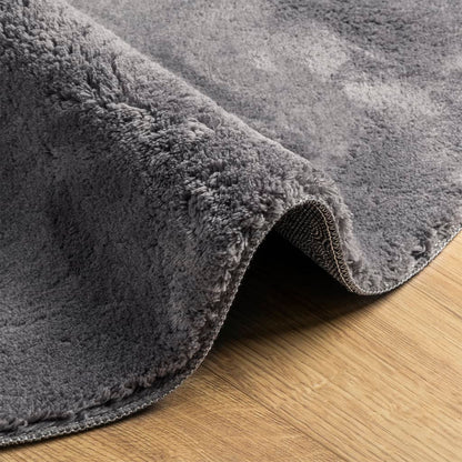 Rug HUARTE Short Pile Soft and Washable Anthracite Ø 100 cm