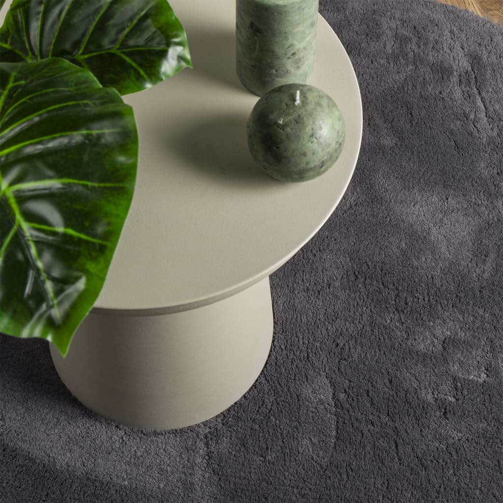 Rug HUARTE Short Pile Soft and Washable Anthracite Ø 100 cm