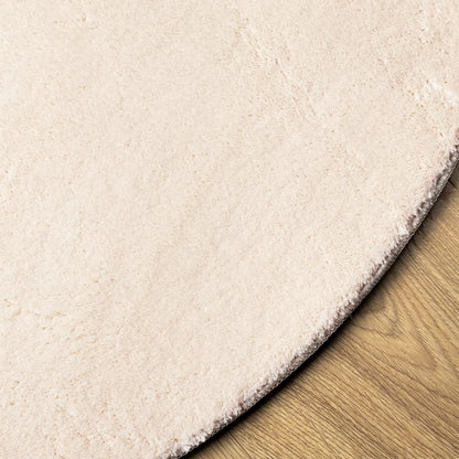 Rug HUARTE Short Pile Soft and Washable Beige Ø 100 cm