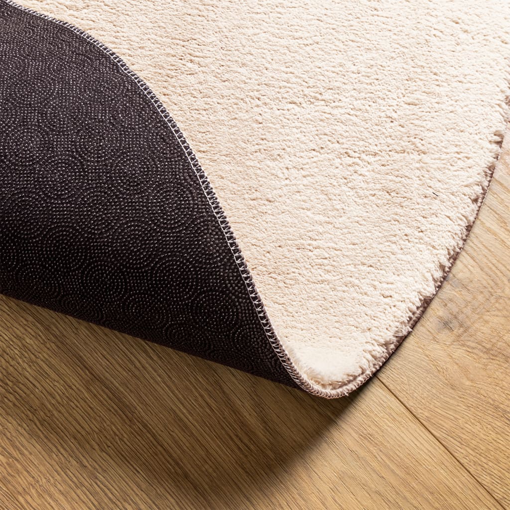 Rug HUARTE Short Pile Soft and Washable Beige Ø 100 cm