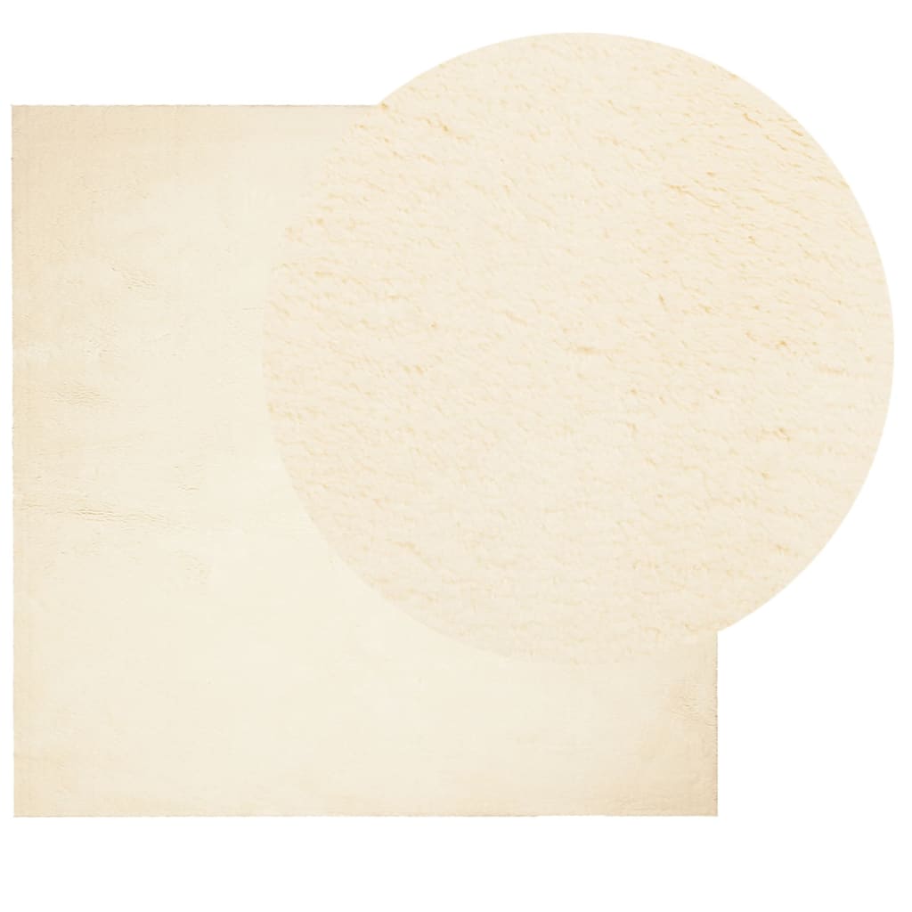 Rug HUARTE Short Pile Soft and Washable Cream 120x120 cm