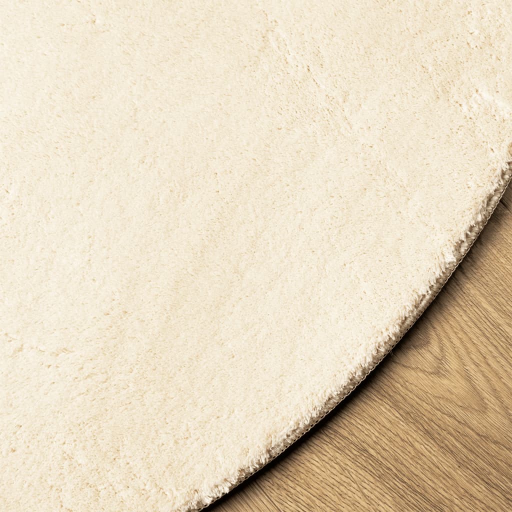 Rug HUARTE Short Pile Soft and Washable Cream Ø 200 cm