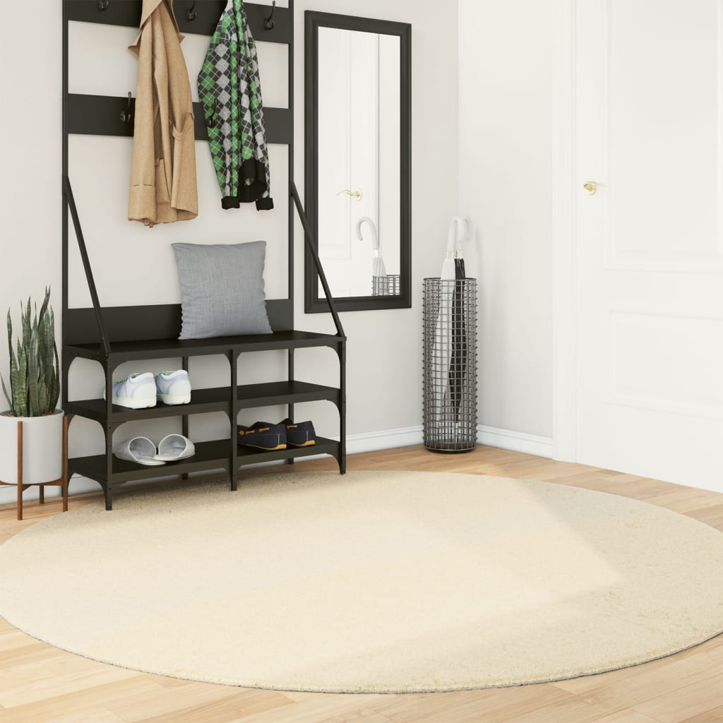 Rug HUARTE Short Pile Soft and Washable Cream Ø 200 cm