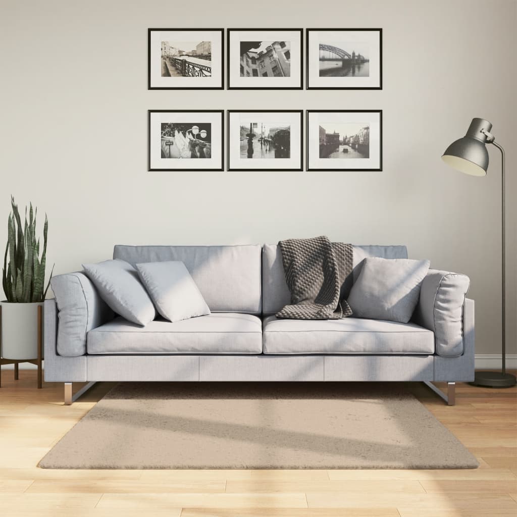 Rug HUARTE Short Pile Soft and Washable Sand 120x120 cm
