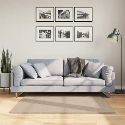 Rug HUARTE Short Pile Soft and Washable Sand 120x120 cm