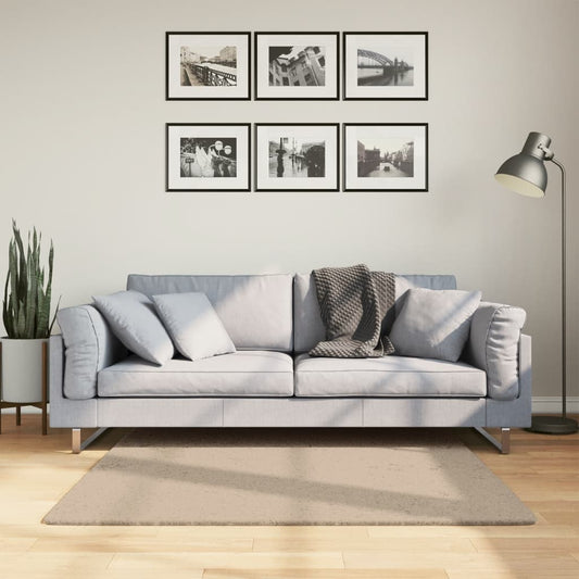 Rug HUARTE Short Pile Soft and Washable Sand 120x120 cm