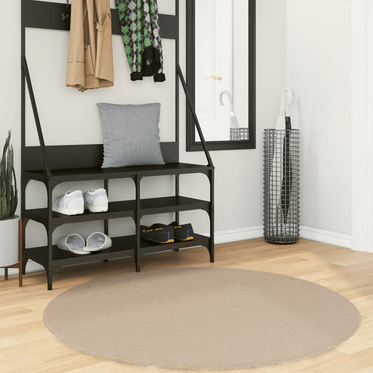 Rug HUARTE Short Pile Soft and Washable Sand Ø 120 cm
