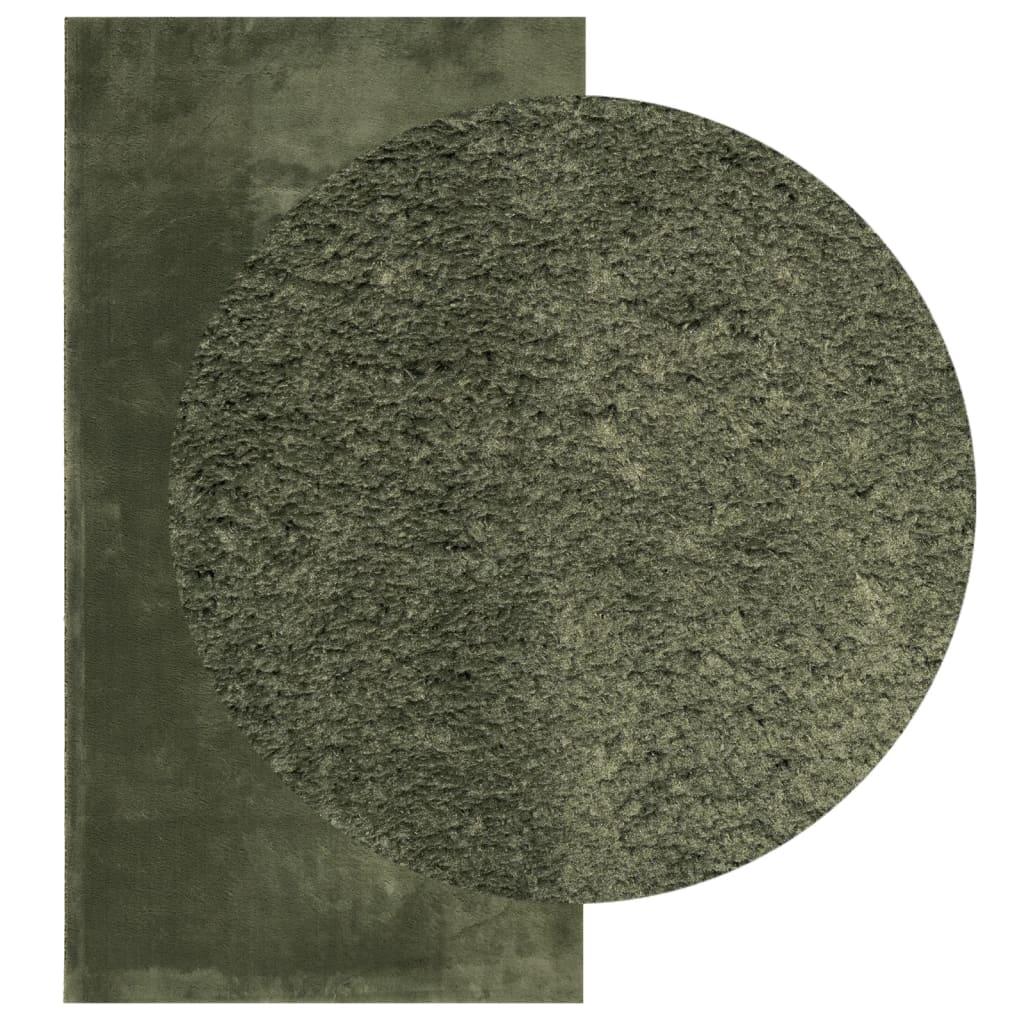 Rug HUARTE Short Pile Soft and Washable Forest Green 60x110 cm