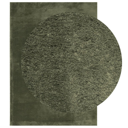 Rug HUARTE Short Pile Soft and Washable Forest Green 140x200 cm
