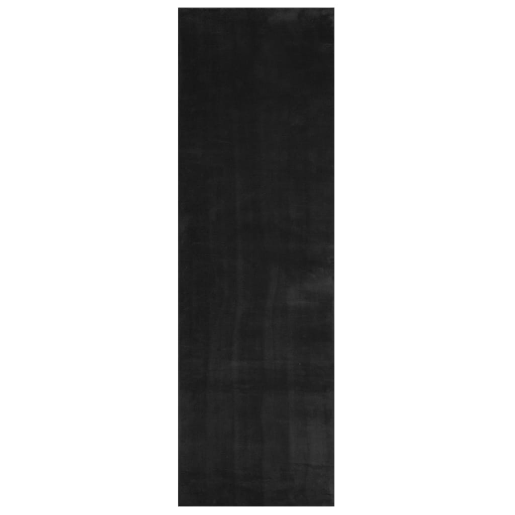 Rug HUARTE Short Pile Soft and Washable Black 80x250 cm