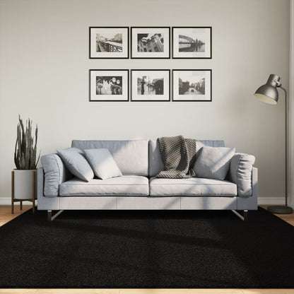 Rug HUARTE Short Pile Soft and Washable Black 200x200 cm