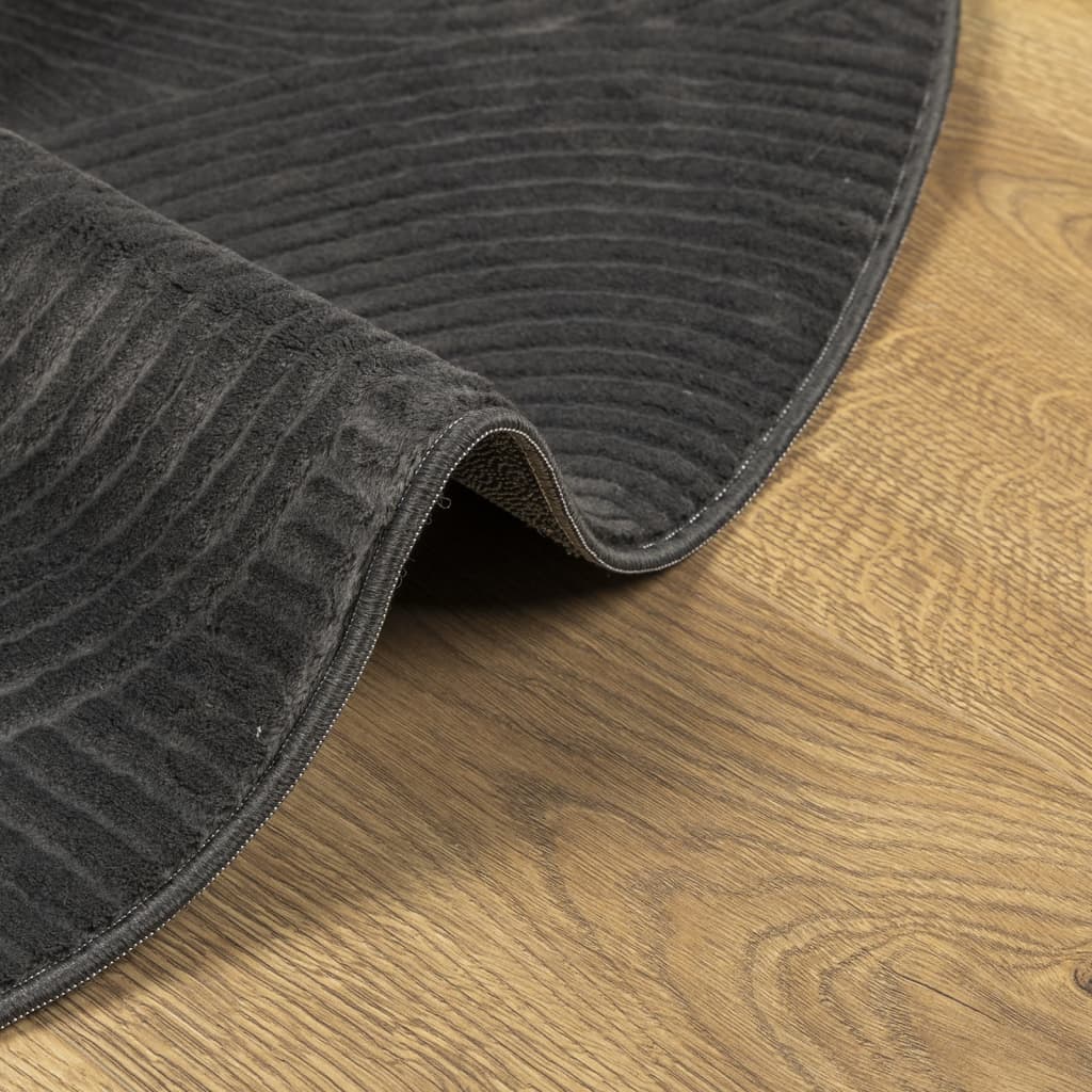 Rug IZA Short Pile Scandinavian Look Anthracite Ø 80 cm