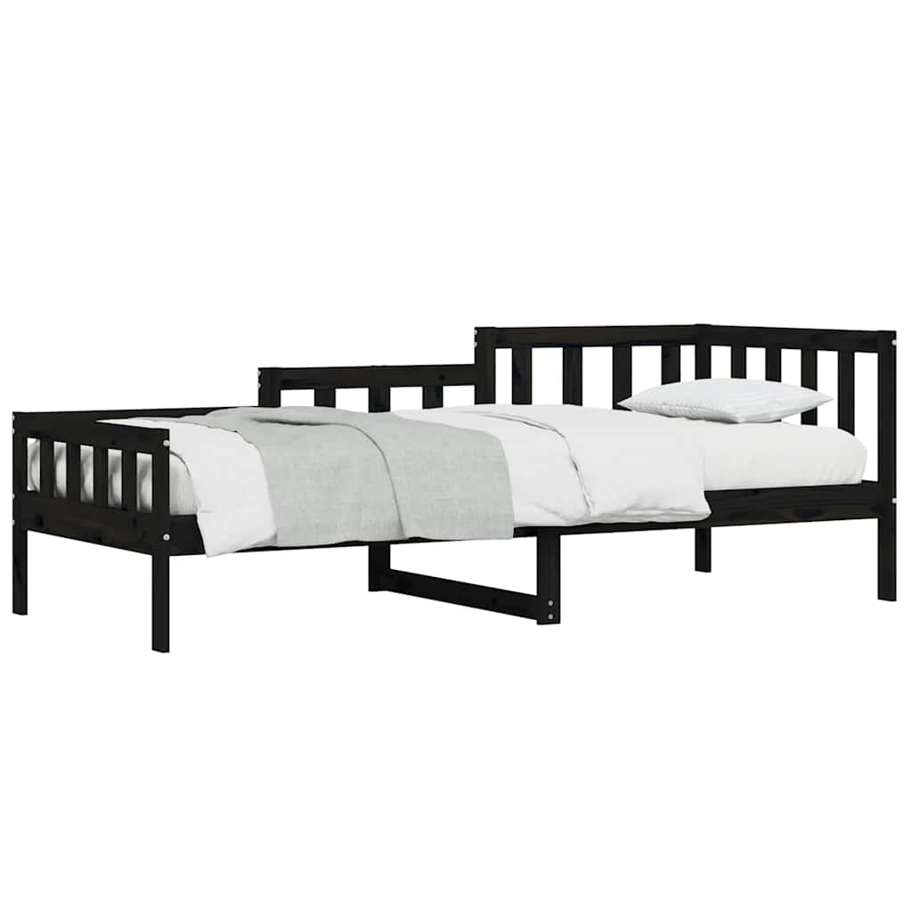 Day Bed without Mattress Black 80x200 cm Solid Wood Pine