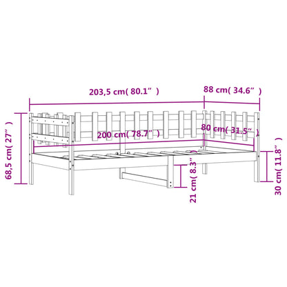 Day Bed without Mattress  80x200 cm Solid Wood Pine