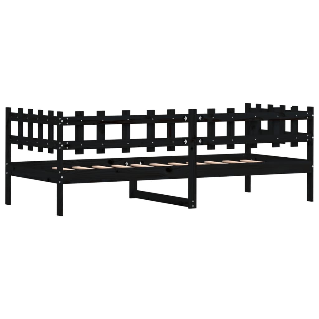 Day Bed without Mattress Black 90x200 cm Solid Wood Pine
