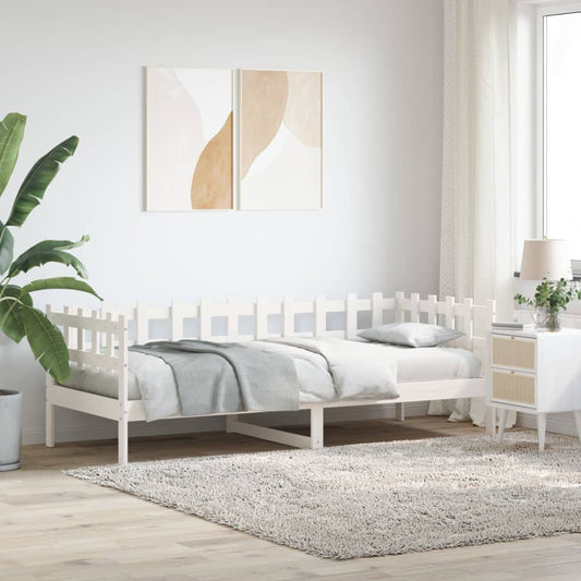 Day Bed without Mattress White 90x190 cm Single Solid Wood Pine