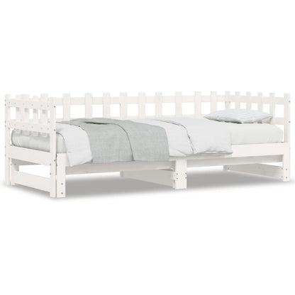 Pull-out Day Bed without Mattress White 2x(80x200) cm Solid Wood