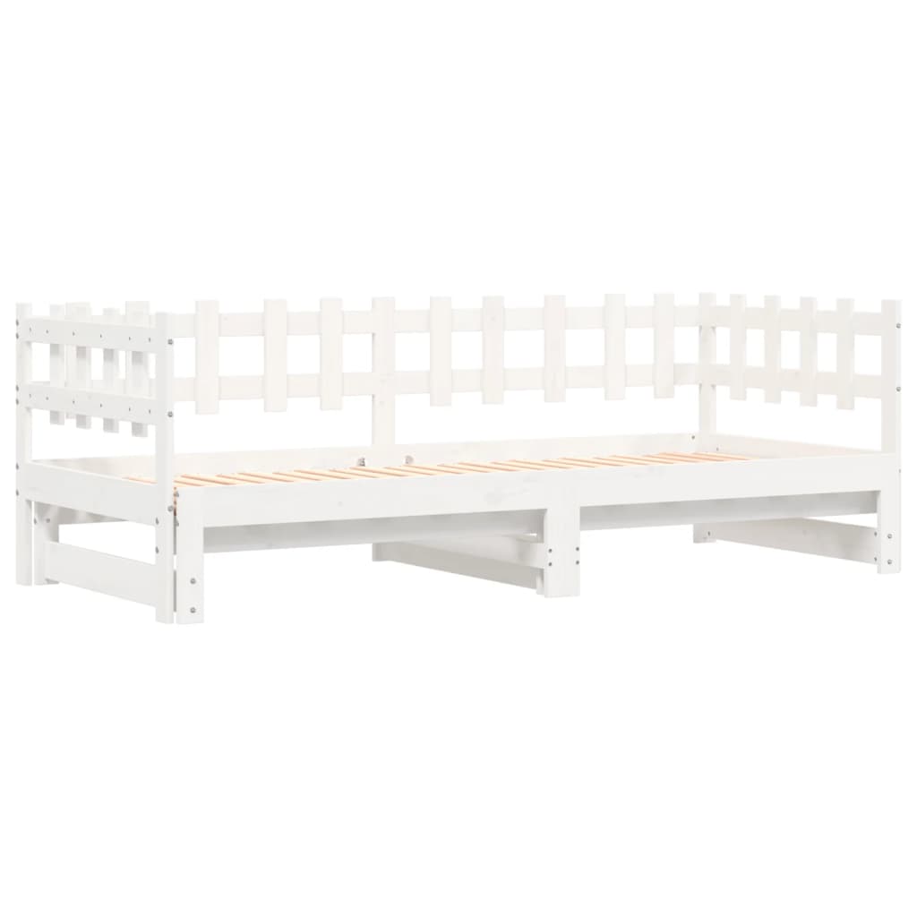 Pull-out Day Bed without Mattress White 2x(80x200) cm Solid Wood