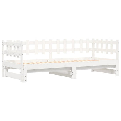 Pull-out Day Bed without Mattress White 2x(80x200) cm Solid Wood