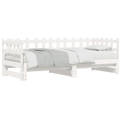 Pull-out Day Bed without Mattress White 2x(80x200) cm Solid Wood