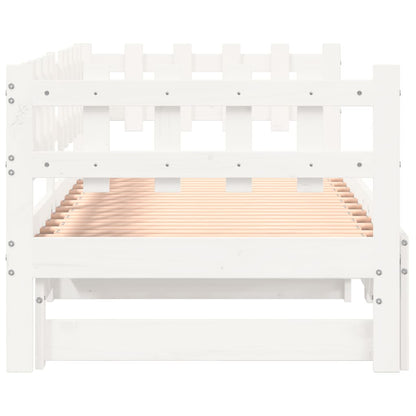Pull-out Day Bed without Mattress White 2x(80x200) cm Solid Wood