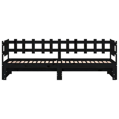 Pull-out Day Bed without Mattress Black 2x(80x200) cm Solid Wood