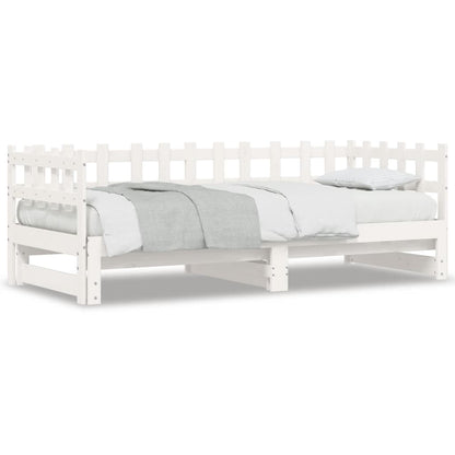 Pull-out Day Bed without Mattress White 2x(90x200) cm Solid Wood