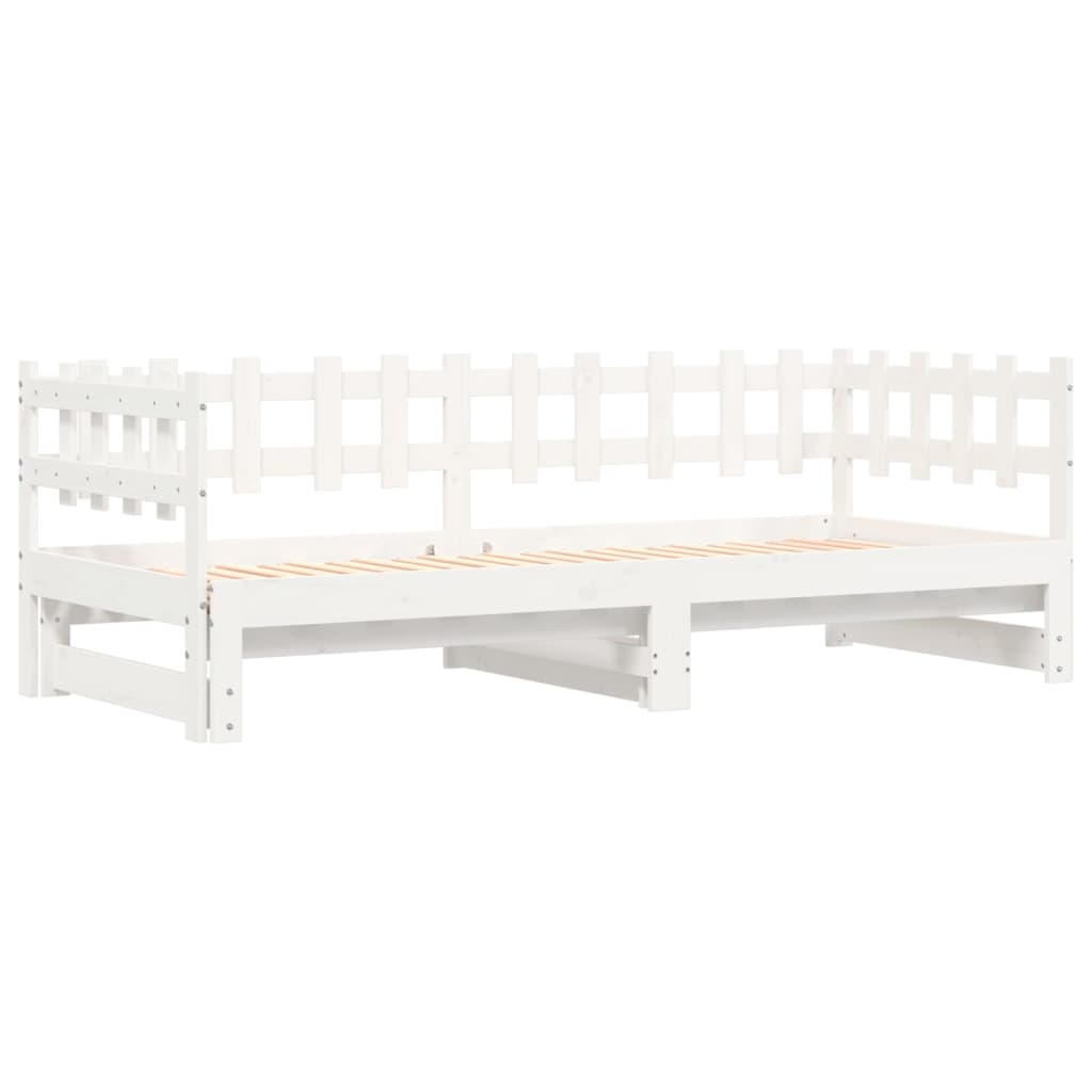 Pull-out Day Bed without Mattress White 2x(90x200) cm Solid Wood