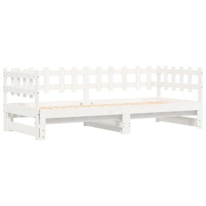 Pull-out Day Bed without Mattress White 2x(90x200) cm Solid Wood