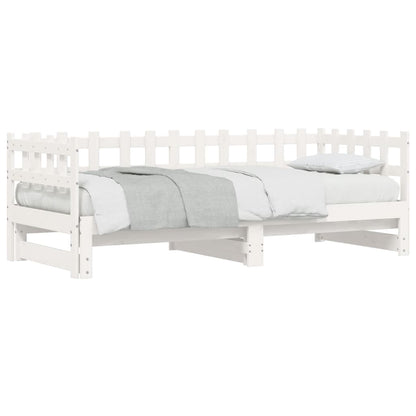 Pull-out Day Bed without Mattress White 2x(90x200) cm Solid Wood